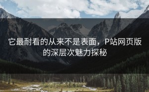 它最耐看的从来不是表面，P站网页版的深层次魅力探秘
