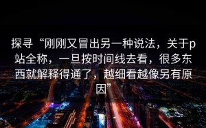 探寻“刚刚又冒出另一种说法，关于p站全称，一旦按时间线去看，很多东西就解释得通了，越细看越像另有原因”