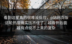看到这里真的很难没反应，p站网页版这轮热度确实压不住了，越看到后面越有点说不上来的复杂