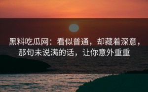 黑料吃瓜网：看似普通，却藏着深意，那句未说满的话，让你意外重重