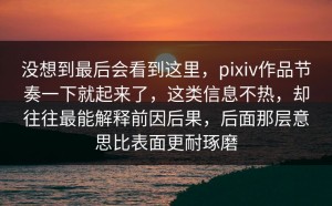 没想到最后会看到这里，pixiv作品节奏一下就起来了，这类信息不热，却往往最能解释前因后果，后面那层意思比表面更耐琢磨