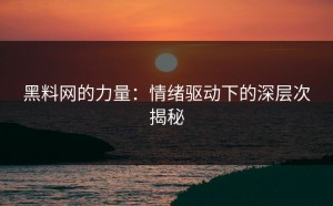 黑料网的力量：情绪驱动下的深层次揭秘