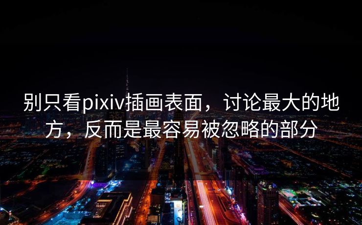 别只看pixiv插画表面，讨论最大的地方，反而是最容易被忽略的部分