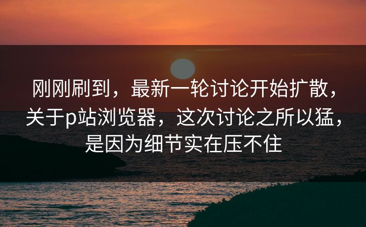刚刚刷到，最新一轮讨论开始扩散，关于p站浏览器，这次讨论之所以猛，是因为细节实在压不住
