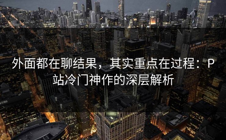 外面都在聊结果，其实重点在过程：P站冷门神作的深层解析
