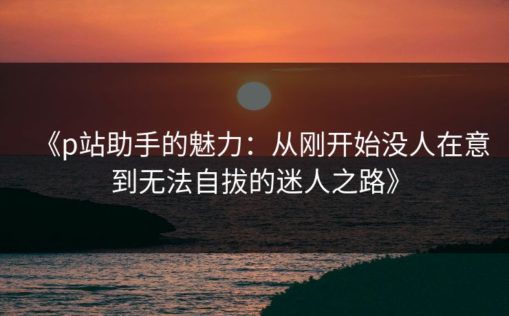 《p站助手的魅力：从刚开始没人在意到无法自拔的迷人之路》