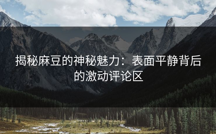 揭秘麻豆的神秘魅力：表面平静背后的激动评论区