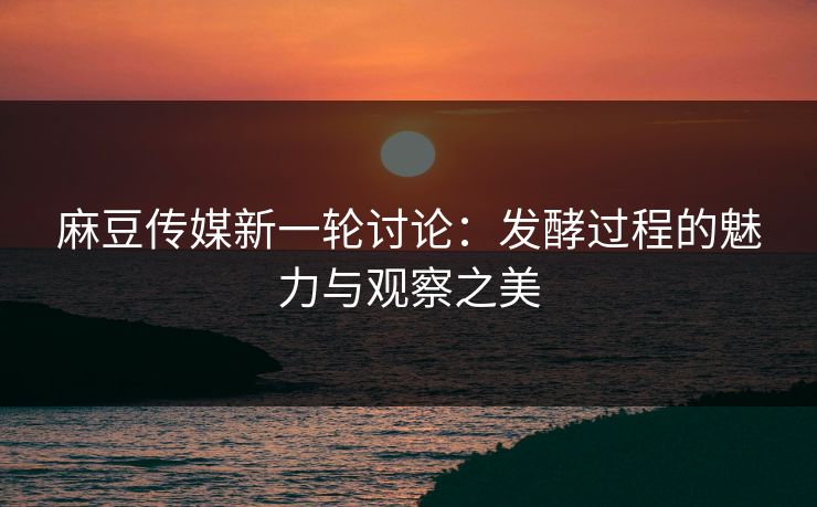 麻豆传媒新一轮讨论:发酵过程的魅力与观察之美 麻豆传媒新一轮讨论:发酵过程的魅力与观察之美