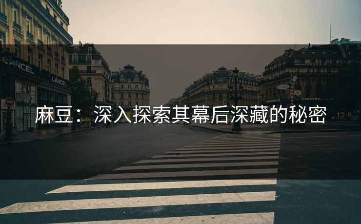 麻豆：深入探索其幕后深藏的秘密