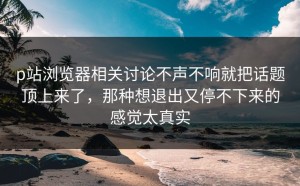 p站浏览器相关讨论不声不响就把话题顶上来了，那种想退出又停不下来的感觉太真实